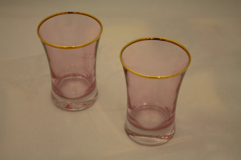 Abka Drink Set, Glass Set, Gold and Pink Drinking Set, Handcrafted