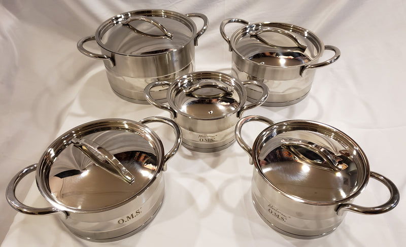 OMS Stainless Steel 10-piece Pot Set