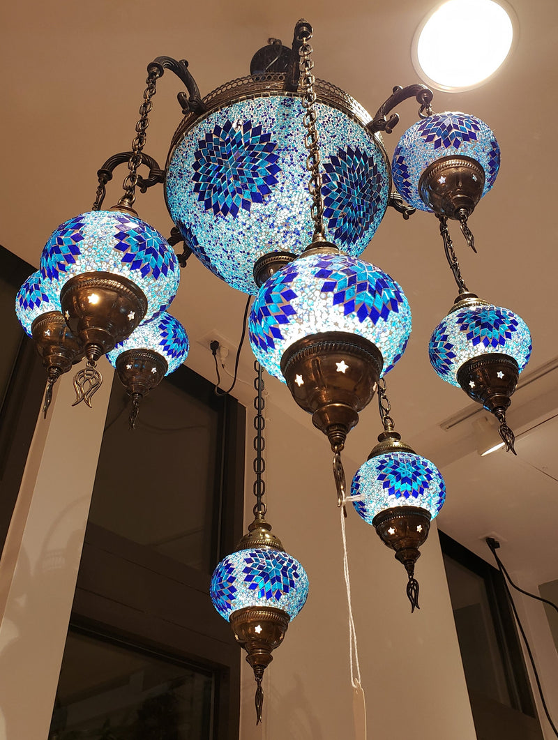 Handmade Mosaic 8-Globe Chandelier