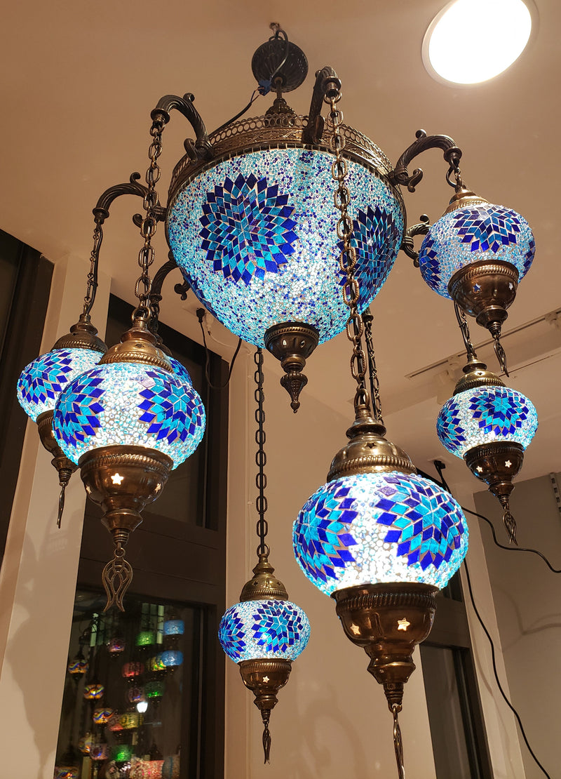 Handmade Mosaic 8-Globe Chandelier