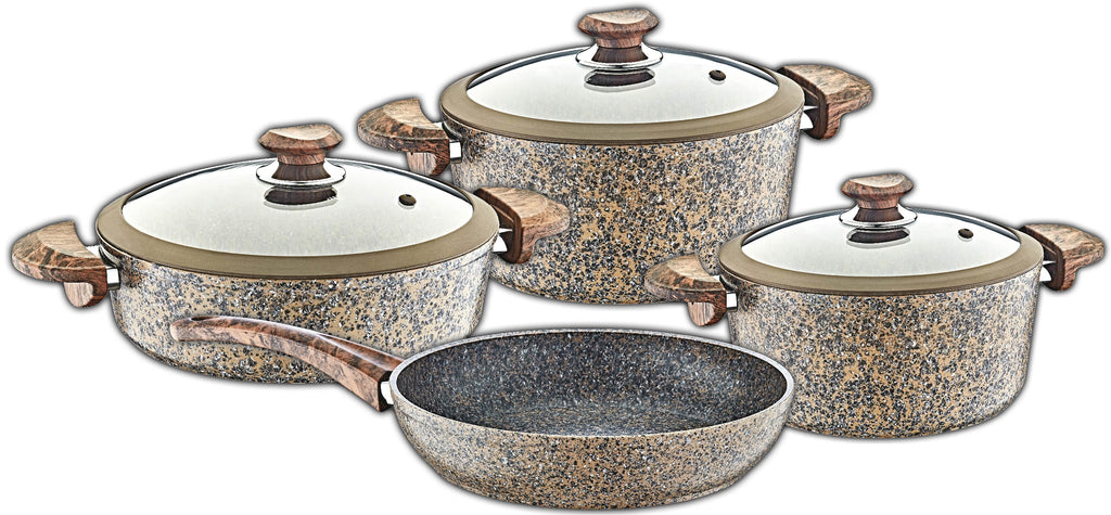 OMS 7-piece Marble Pattern Granite Pot Set (3028-SLC)