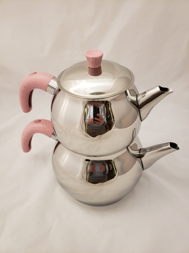 FMS Stainless Steel Turkish Tea Pots - 4003 Pink