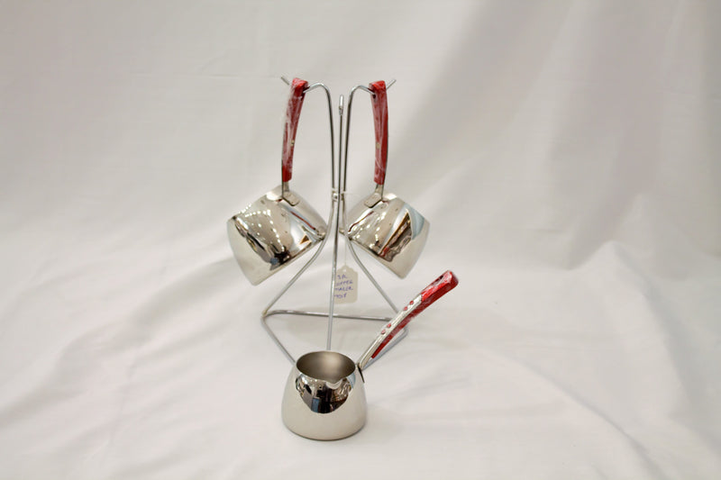 OMS Stainless Steel Red Coffee Pot Set