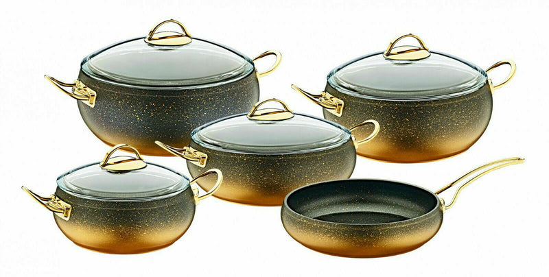 Dropship Nonstick Cookware Sets, 9 Pcs Granite Non Stick Pots And