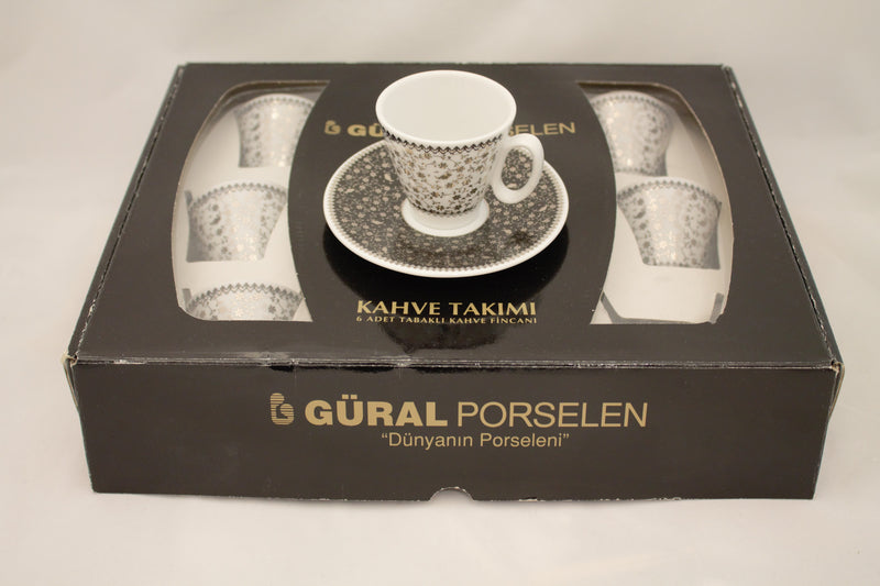 Gural Turkish Coffee Set, Tea Set, Porcelain Set, Handcrafted