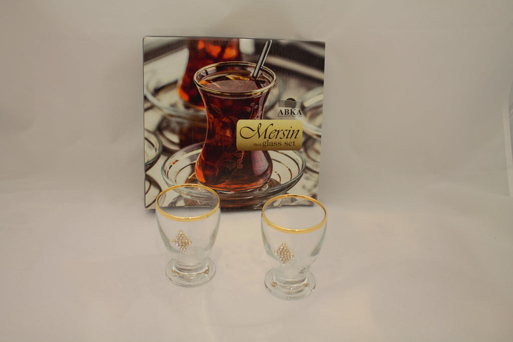 Abka Drink Set, Glass Set, Gold Drink Set, Handcrafted