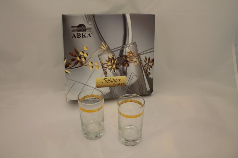 Abka Drink Set, Glass Set, Gold Drinking Set, Handcrafted