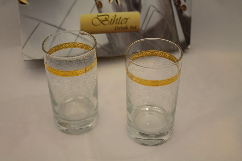 Abka Drink Set, Glass Set, Gold Drinking Set, Handcrafted