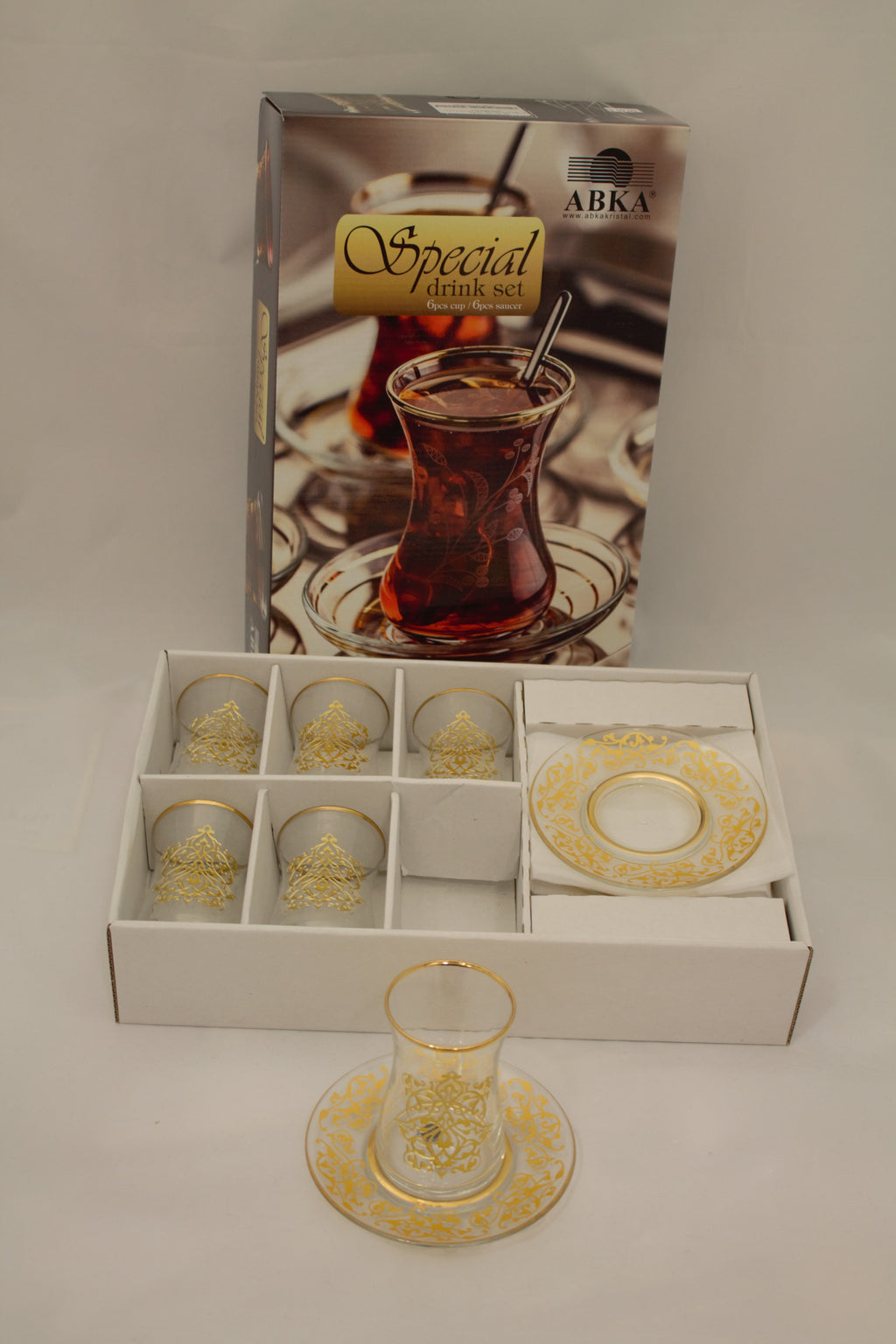 Abka Tea Set, Tea Set, Glass Set, Gold Drinking Set, Turkish Tea Set, Handcrafted