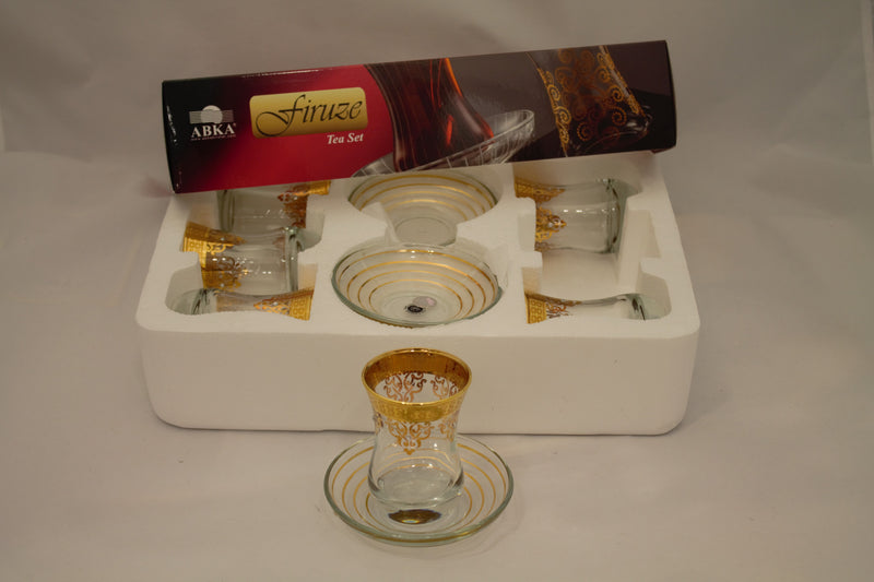 Abka Tea Set, Tea Set, Glass Set, Gold Drinking Set, Turkish Tea Set, Handcrafted
