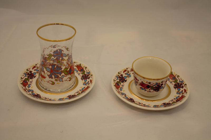 Turkish Coffee Set, Tea Set, Porcelain Set, Glass Set, Handcrafted