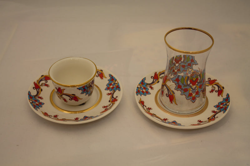 Turkish Coffee Set, Tea Set, Porcelain Set, Glass Set, Handcrafted