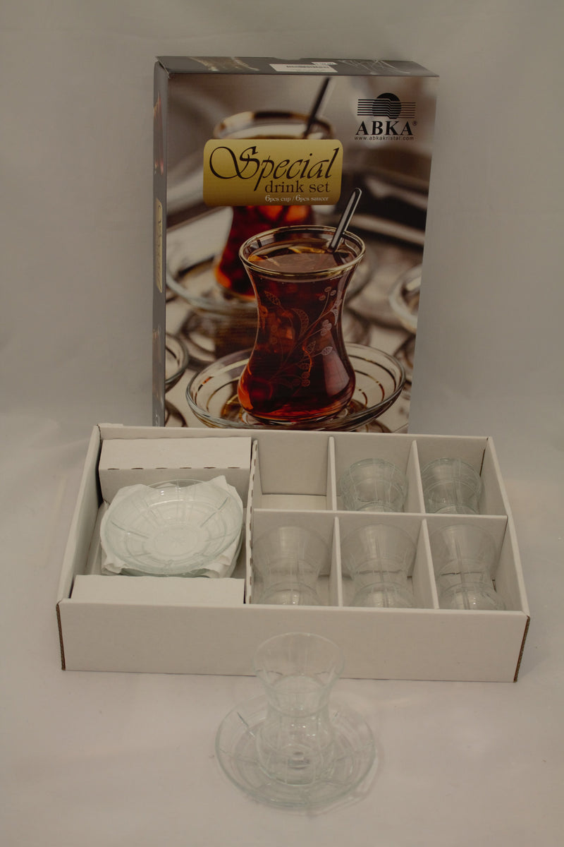 Abka Tea Set, Tea Set, Glass Set, Drink Set, Crystal Set, Turkish Tea Set, Handcrafted