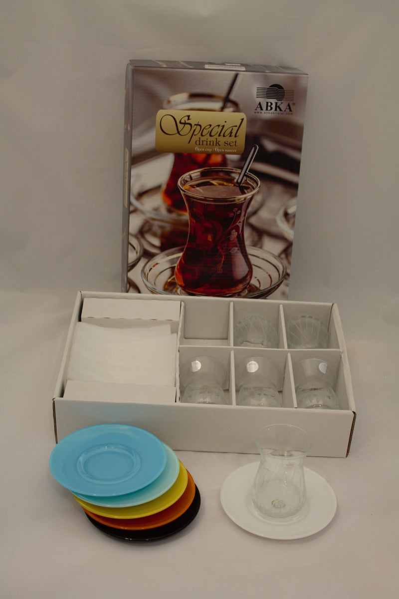 Abka Tea Set, Tea Set, Glass Set, Drink Set, Crystal Set, Turkish Tea Set, Handcrafted