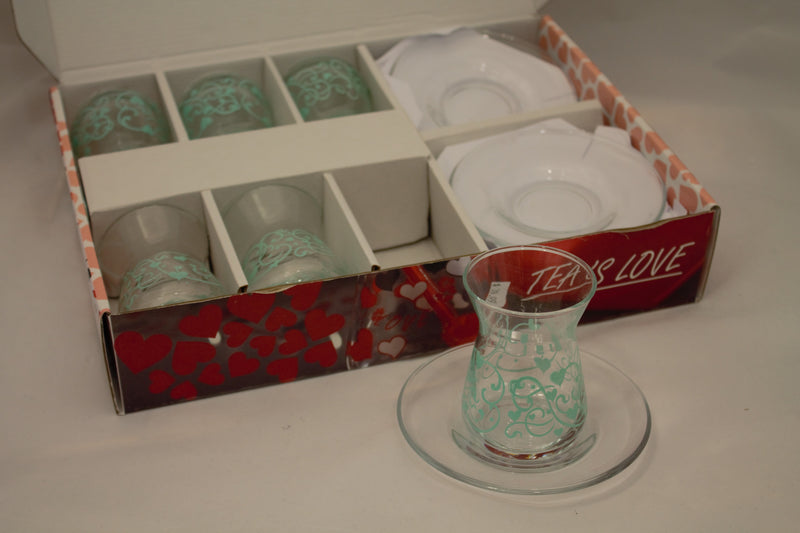 Abka Tea Set, Tea Set, Glass Set, Drink Set, Turquoise Set, Turkish Tea Set, Handcrafted
