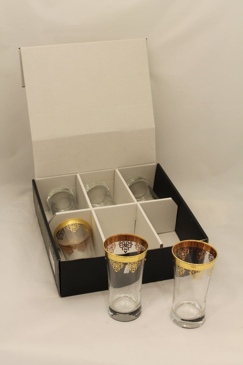 Abka Drink Set, Glass Set, Gold Drinking Set, Handcrafted, Water Glasses