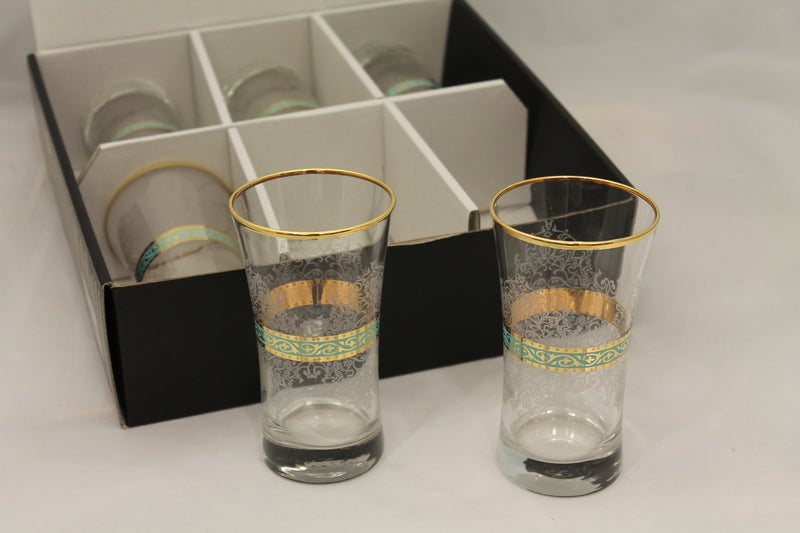 Abka Drink Set, Glass Set, Gold Drinking Set, Handcrafted, Water Glasses