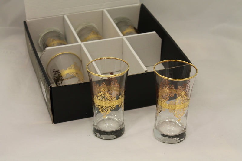 Abka Drink Set, Glass Set, Gold Drinking Set, Handcrafted, Water Glasses