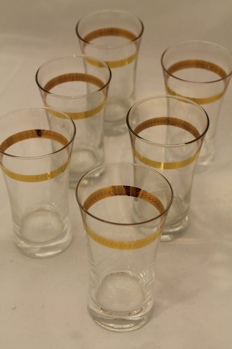 Abka Drink Set, Glass Set, Gold Drinking Set, Handcrafted, Water Glasses