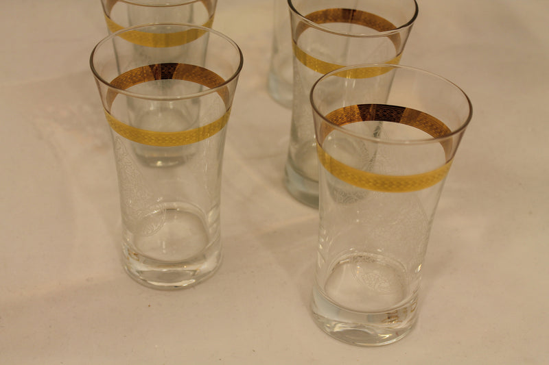 Abka Drink Set, Glass Set, Gold Drinking Set, Handcrafted, Water Glasses